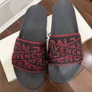 Givenchy Slides Red Glitter Web Slides Size 45